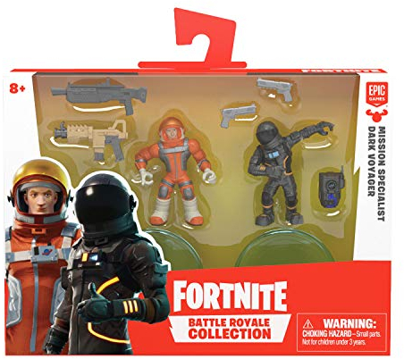 Fortnite 63540 B07PKRZKD3 Battle Royale Collection, Duo Figurenset Mission Specialist & Dark Voyager, Actionfiguren aus dem beliebten Epic-Game, mit Waffen und Ständer, Mehrfarbig