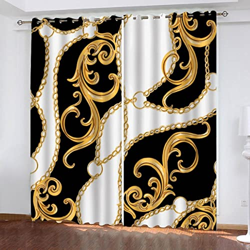 SUBIKA 100% Blickdichter Vorhang Mit Ösen Verdunkelungsvorhang 140x100cm?2x70x100cm? Vorhänge Blickdichten Farben Gardinen Schwarze Farbe Goldene Farbe für Das Wohnzimmer für schmücken