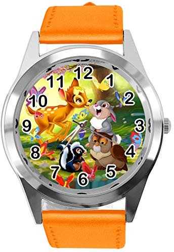 Taport® Orange Runde Uhr für Bambi The Deer Fans