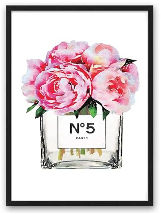 Din A4 Kunstdruck - ungerahmt - Parfum Rosen Vasen Paris Beauty Luxus Aquarell Pink Rosa Druck Poster Bild