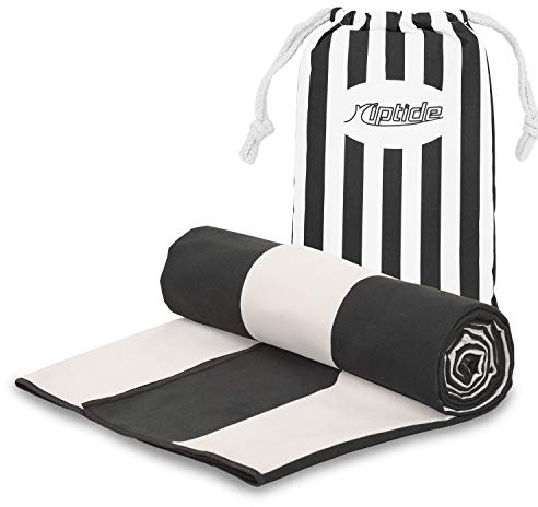 riptide Strandhandtuch XXL - Mikrofaser Badetücher Set, anthrazit-weiß gestreift