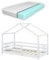 [en.casa] Kinderbett Knätten mit Matratze und Rausfallschutz 80x160cm Hausbett mit Kaltschaummatratze Bettenhaus mit Lattenrost Kiefernholz Kleinkindbett Weiß