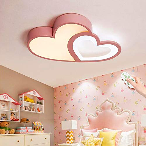 LED Kinderlichter Babylampe Modern Cartoon Deckenleuchte Kreative Herzförmige Design Acryl Lampeschirm Deckenlampe Für Kinderzimmer Schlafzimmer Wohnzimmer Esszimmer Dimmbar Kronleuchter,Rosa