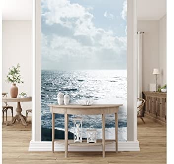 Glücksvilla - Fototapete, selbstklebend (120 x 250 cm (BxH) - div. Maße - Vlies-Tapete XXL Wand-Deko - Sehnsucht nach dem Meer 5 - Bretagne Wellen Küste Strand moderne Fotografie x
