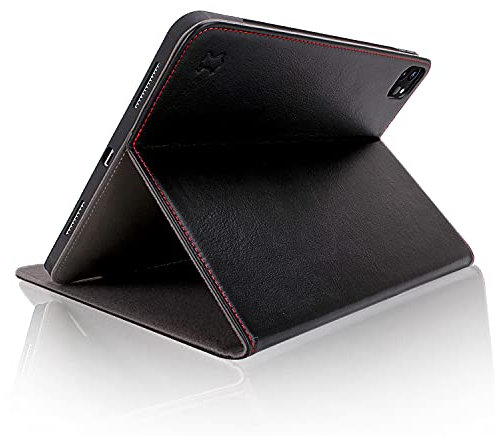 CUVR - Custodia in vera pelle per iPad Pro 2021 da 12,9, con supporto sicuro e supporto per Apple Pencil per iPad Pro 12,9 2021 (nero)
