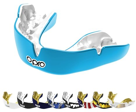 OPRO Instant Custom-Fit Mundschutz, vom Zahnarzt angefertigter Mundschutz, für ultimativen Komfort, Schutz, und Passform. Zahnschutz für Rugby, Boxen, Hockey, MMA (Himmelblau, Erwachsene)