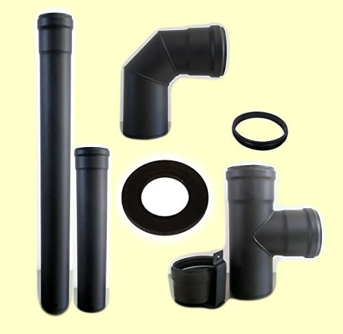 Kit d'échappement pour poêle à granulés diam. 100 émaillé noir SP 1,2 - vers. base