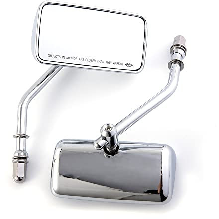 Motorrad Rückspiegel 8mm 10mm Universal Schwarz Vintage Aluminiumlegierung Lenker Seitenspiegel für ATV Street Bike Cruiser Chopper-Rechteck (Silber)