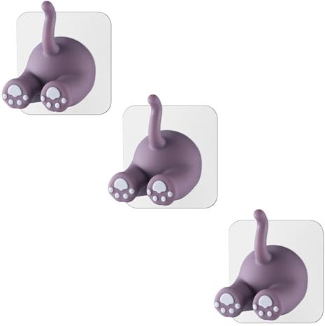 3 Stück Dekorative Cartoon Klebehaken, Tierschwanzhaken für Wand, Selbstklebende Rasierer-Zahnbürstenstecker Kabel Rasierhalter Wasserdicht für Badezimmer, Utility zum Aufhängen von Handtuchschlüsseln