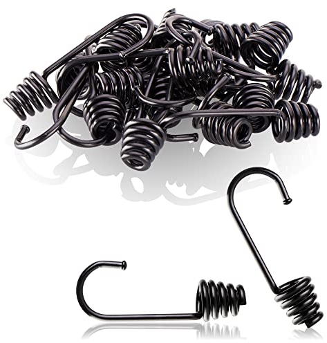 com-four® 20x Spiralhaken - lackierter Metallhaken - Endstück für Spanngurte, Gepäckspanner, Planenseile, Expander, Kordeln und Abspannseile - Haken für Abspanngummis (schwarz - 06mm)