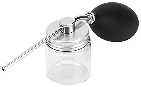 Tbest Hair Fibers Spray Applicator - Black Glass Bottle with Rubber Pump - Hair Thickening & Building Fiber Pump Spray Atomizer
