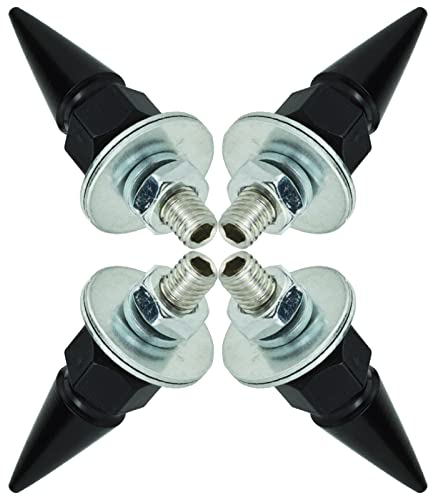 Temzzer Spike Number Plate Screws Car License Plate Bolt Holders Anti-Theft Car Frame Fasteners for Most Motorcycle (Black)
