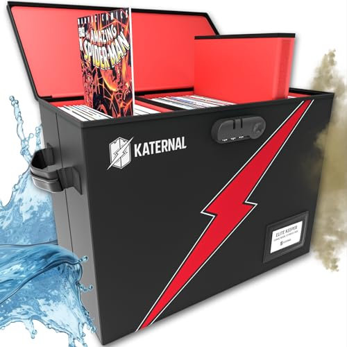 Premium Comic Book Storage Box - Includes 2 Dividers - Fits Up to 175 Comics - Archival-Safe, Water & Dust-Resistant Case - Stackable & Collapsible Short Box - Index Card Holder - Durable Bin Handles