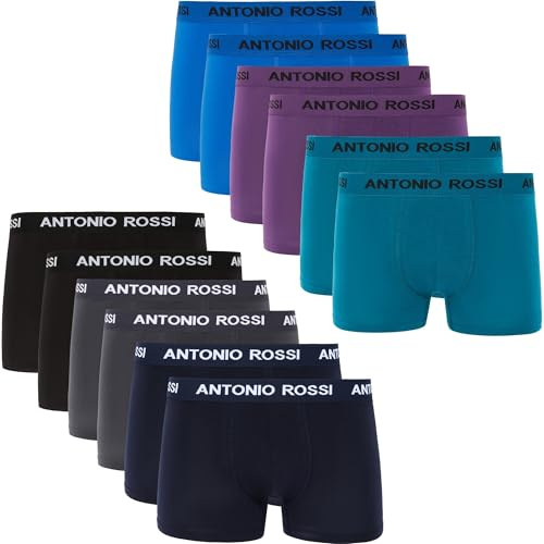 Antonio Rossi Boxer Uomo Cotone 12 Pezzi di Alta qualità, Mutande Uomo Traspiranti ed Elasticizzate, Intimo Uomo Morbido e Confortevole, Taglie S-5XL