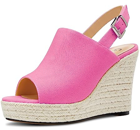 Castamere Femmes Haut High Compensé Plate-forme Talon Heel Ouvert Bout Slip-on Sandales Slingback Danse Décontracté Été 10 CM Heels