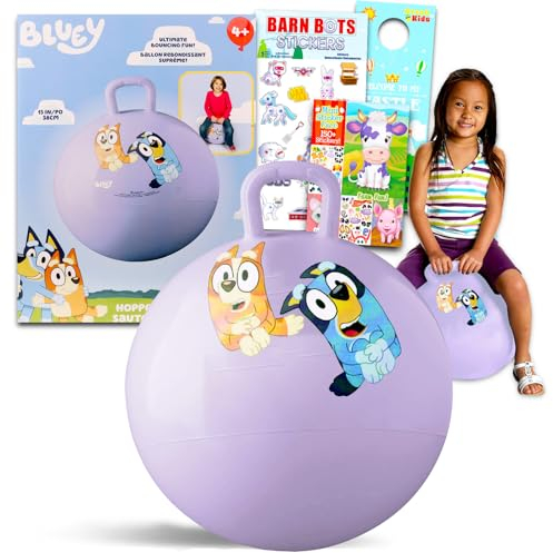 Disney Bluey Hopper Ball Outdoor Toy Set - Bundle Includes Bluey 15 Hopper Ball for Boys and Girls Outdoor Activities, Parties Plus Stickers, More | Bluey Outdoor Toys for Toddlers