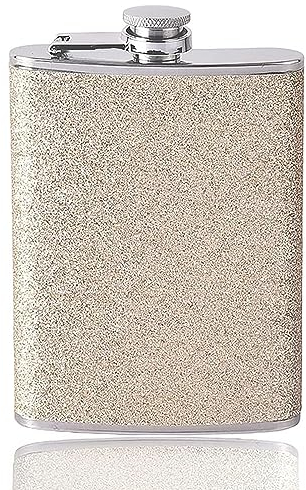 KIPTVO 8oz Stainless Steel Hip Flask, Hip Flasks for Women, Flask with Glitter, Portable Flask, for Climbing Camping Barbecue Bar Party Drinker, Climbing, Camping (Gold)