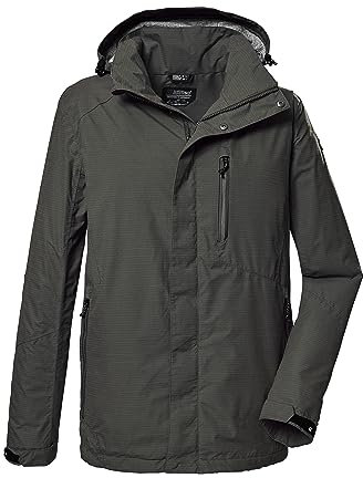 killtec Herren Kos 256 Mn Jckt_carleb Funktionsjacke/Outdoorjacke Mit Abzippbarer Kapuze, Grün/anthrazit, L EU
