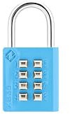 Zarker XB35 Cadenas à combinaison à 8 chiffres avec bouton poussoir et mécanisme de verrouillage à 4 chiffres Bleu