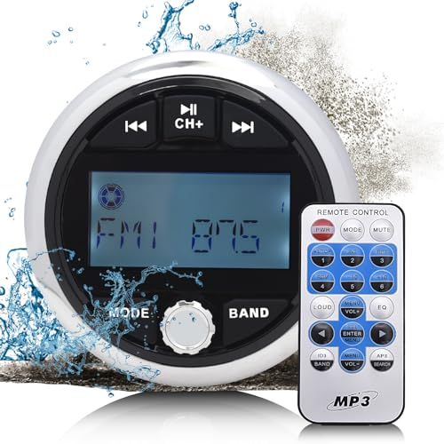 Geloo Radio Nautica per Barca MP3 Lettore Marine Stereo Marina FM/AM Radio Player Impermeabile Veicoli di Ingegneria per Barca Yacht Barche