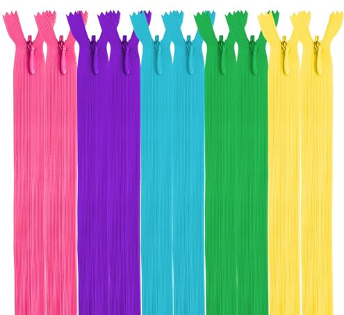 MARARDI [Packung 10 Unsichtbaren Reißverschlüssen [Mehrfarbig 2] Nylon [30 cm] Nähen und Basteln zum Kleidung Taschen Stoff für Nähmaschine Patchwork Plastik Baumwolle Zipper mit Metallreißverschluss