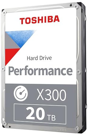 Toshiba X300 20TB Performance & Gaming 3.5-Inch Internal Hard Drive – CMR SATA 6 GB/s 7200 RPM 512 MB Cache - HDWR62AXZSTA