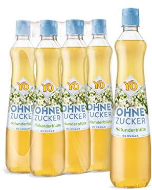 YO Sirup Holunderblüte (6 x 700 ml) – ohne Zucker, nur 2 Kalorien in 100 ml Fertiggetränk, vegan – 1x Flasche ergibt bis zu 6 Liter Fertiggetränk