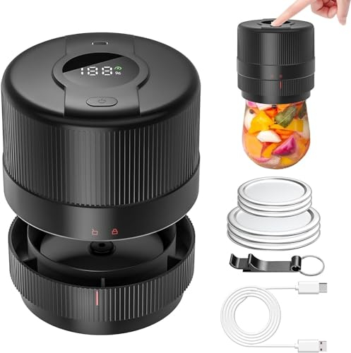 CYTBEK Electric Mason Jar Vacuum Sealer, LED Display Cannning Vacuum Sealer, Cordless Vacuum Sealer with Can Opener and Lids, Suitable for Food Saver and Fermentation