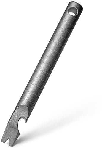 TIMULTI Titanium EDC Brechstange mit Flaschenöffner, Messfunktion Multi-Tool, kleiner Schlüsselanhänger Prybar für den täglichen Gebrauch (Grau, kleine Hebeleiste)