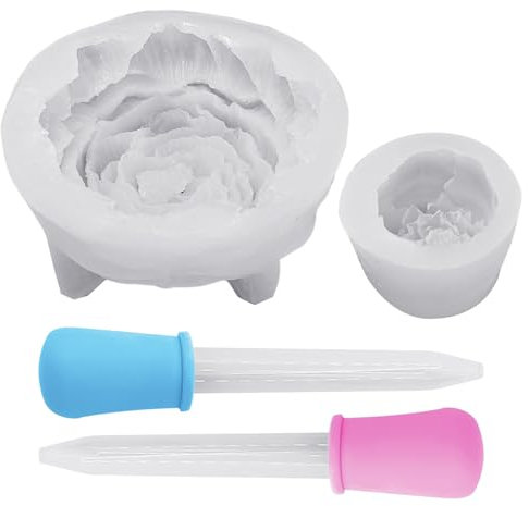 ZBHDEYG Moldes De Flores De 2 Piezas, 2 Goteros, Moldes De Silicona para Velas, Moldes De Fundición, Moldes para Hacer Flores Artesanales, Moldes De Resina