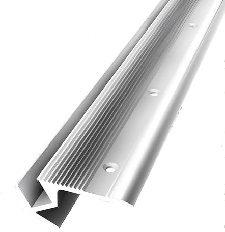 Treppenkantenprofil für LEDs 23.5 x 23.5 x 2500 mm Winkelprofil Aluminium Poliert Treppenkante Geriffelt Treppenprofil Versenkt Gebohrt Metallprofil Alu poliert Verbindungsprofil Küberit