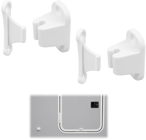 SMCEHEYA Caravan Door Retainer Catch 2Pairs | Compatible with 35mm and 48mm Mounting Holes | Door Catch T-Shape Patio Door Holder to Stay Open Motorhome Accessories Door Lock for Rv Campervans (White)