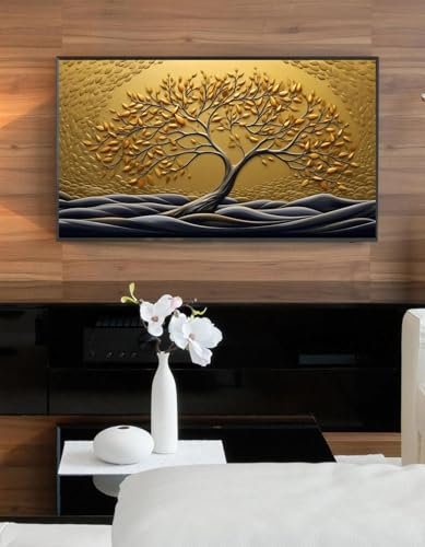 XBTYKPB Poster e stampe su tela con albero astratto della vita, dipinti di lusso, quadri da parete con albero dorato, per soggiorno, paesaggio, arredamento per la casa, 40x70 cm, senza cornice