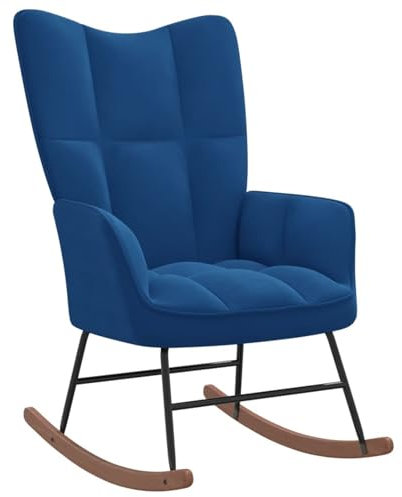 Homgoday Blauer Schaukelstuhl aus Samt, Stühle für den Außenbereich, Gartenmöbel, Terrassenmöbel