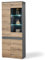 Stella Trading Taylor Vitrine in Anthrazit, Evoke Eiche Optik - Moderner Vitrinenschrank mit LED-Beleuchtung und viel Stauraum - 75 x 192 x 38 cm (B/H/T)