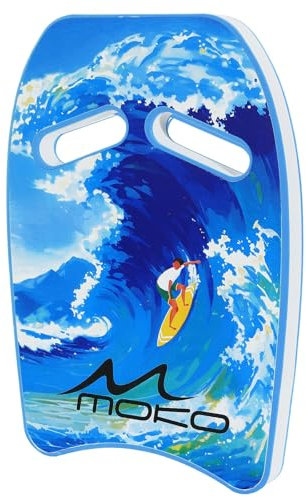 MoKo Schwimmbrett für Erwachsene, Schwimmen Kickboard Trainingsausrüstung mit Griffen Cartoon Swim Float Schwimmtrainingsausrüstung Schwimm Board, Blau Surfender Mann