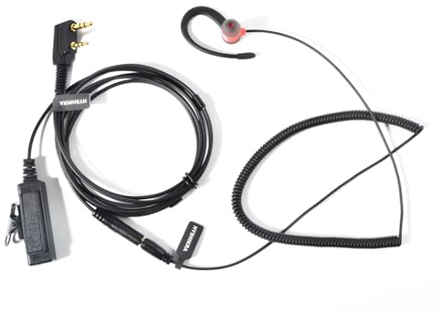 HYSHIKRA Universal 2 Way Radio Audio Adapter Cable 3.5 Female to Multi-pin with PTT 3.5mm Jack Reception Only Headset Compatible with Baofeng UV-5R UV-5RA UV-82 Kenwood TH-22AT TK-3100 (RED G Shape)