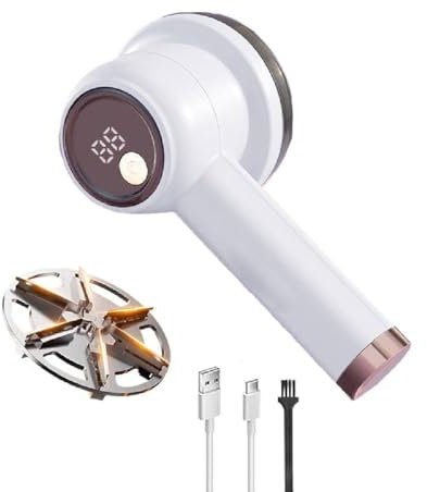 Rasoir à Peluches Rechargeable, Rasoir Anti bouloche, Electrique Rasoir Anti bouloche Vetement avec écran LCD, 3 Niveaux de Puissance réglables, Lint Remover pour vêtements canapés Rideaux (Blanc)