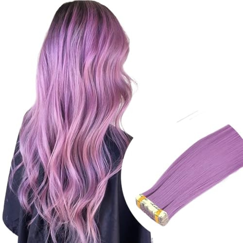 Extensions,Tape Extensions 10 Stück/Packung Klebeband in Haarverlängerungen, unsichtbares selbstklebendes synthetisches farbiges Klebeband in Haarverlängerung, rosa, lila, blau, buntes Haar(PU-TaroPur
