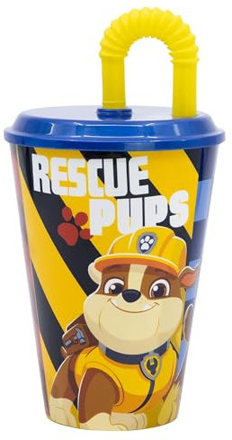 Stor Wiederverwendbarer Kinderbecher mit Deckel und Strohhalm, 430 ml, Paw Patrol Boy