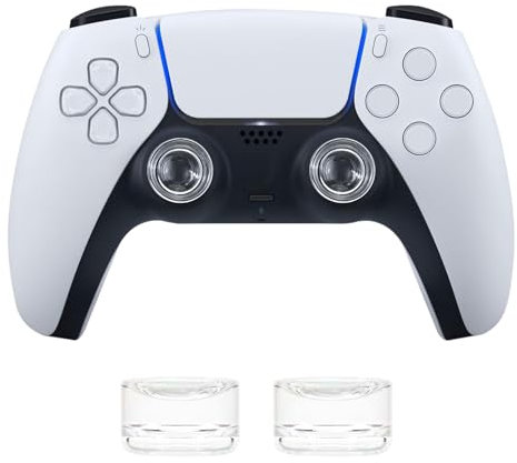DLseego Thumbsticks Cap Compatibles avec PS4 PS5,Capuchons de Manche à Balai Antidérapants pour Manette PS5 PS4,Crystal Soft Transparent Haute Joystick Caps,Transparent 1