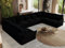 MKS MEBLE Sofa U-Form, Wohnlandschaft, Couch, Ecksofa, Couchgranitur, Polsterecke, Big Sofa XXL, Polstergarnitur - Verso U 9M - Schwarz Plüsch