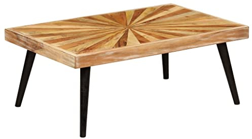 Makastle Couchtisch aus Holz, Wohnzimmer Tisch für Couch, Wohnzimmertisch, Einfacher Aufbau, Industrie-Design, Massivholz Mango 90x55x36 cm