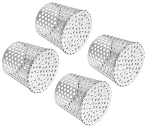 PATIKIL Gutter Guard Filter 3.5-3, 4 Pack PVC Termination Cap Mesh Screen Vent Cover Stainless Steel Conical Exhaust Pipe Cover Guard Filter Strainer for Downspout Silver