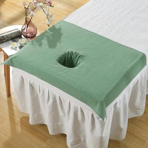 Drap de table massage SPA en pur coton, serviette beauté for le visage, 50 x 70 cm, housse anti-huile for salon(Dark Green)
