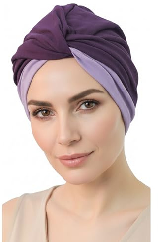 Deresina Headwear Twist Front Chemo Kopfbedeckung für Damen, Mützen für Krebspatienten, Bambus Hut bei Haarausfall, Chemotherapie Turban (Mulberry- Lilac, One Size)