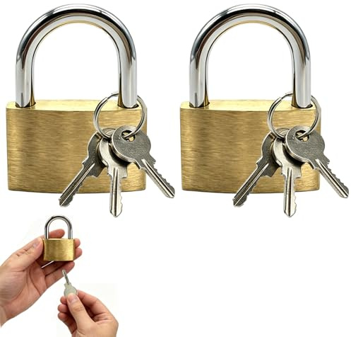 2 Petits Cadenas Clé Avec Clés Pour Valises Et Casiers – Corps Laiton | Anse Renforcée Anti-corrosion, 3 Clés Par Cadenas, Compact 32mm, Sécurité Durable Pour Bagages, Armoires, Sacs De Sport