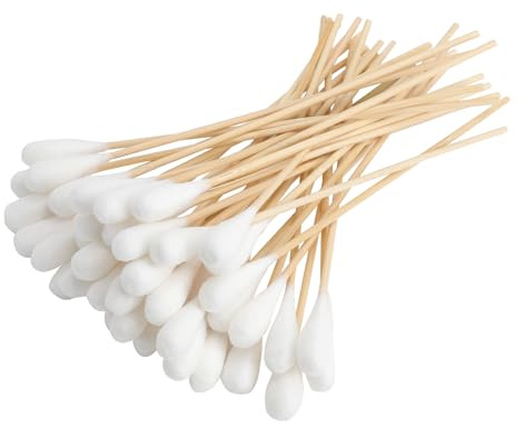 100 Piezas Hisopos de Algodón de Largo,Bastoncillos de Algodón 20cm | Mango de Largo, con Asas de Madera, Cotonetes para Limpieza, Cuidado, Bastoncillos Maquillaje