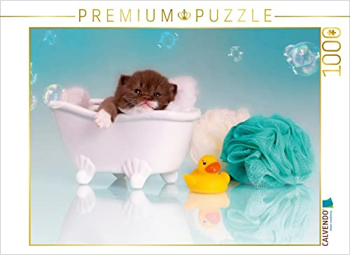 CALVENDO Puzzle Relax - Kitten in der Badewanne | 1000 Teile Lege-Größe 64 x 48 cm Foto-Puzzle für glückliche Stunden