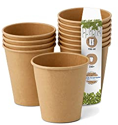 BIOZOYG 250 Stück Kaffeebecher Pappbecher 100ml / 4 oz Ø 62 mm braun - Einwegbecher plastikfrei - Becher aus nachhaltiger Forstwirtschaft - Kaffeebecher Einweg